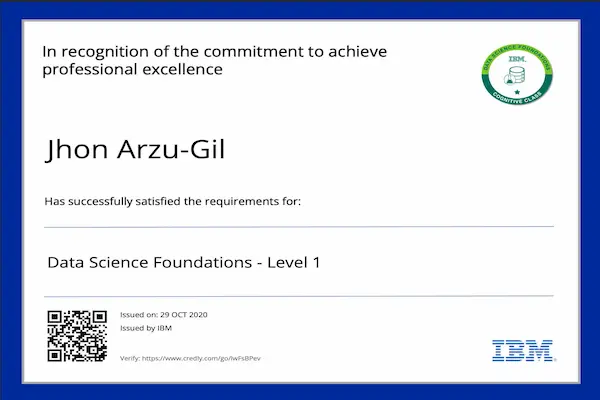 The Data Science Foundations – Level 1 course provided a comprehensive introduction to the core principles, tools, and workflows used in data science. It built my understanding of how data can be transformed into actionable insights using statistical methods, programming, and machine learning.

Key topics covered include:
The data science lifecycle: data collection, wrangling, analysis, modeling, and visualization
Introduction to exploratory data analysis (EDA) and data storytelling
Overview of essential tools like Python, Jupyter Notebooks, Pandas, and Matplotlib
Understanding of supervised vs. unsupervised learning, and real-world use cases
Basics of data ethics, privacy, and the importance of clean, high-quality datasets
Role of data science in driving data-driven decision-making across industries

This course gave me a solid foundation to pursue advanced topics in AI, machine learning, and business intelligence.
